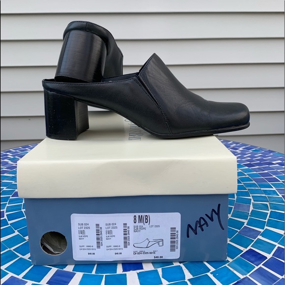 St. John's Bay Shoes - Navy Clogs Genuine Leather